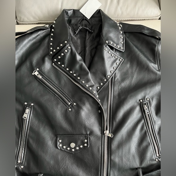Zara Women’s Faux Leather Biker Jacket - Size XL - Picture 4 of 10